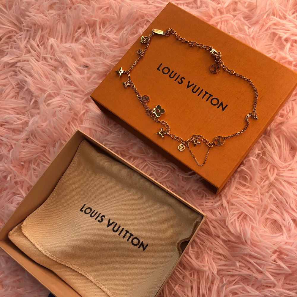 Gold Louis Vuitton Charm Necklace